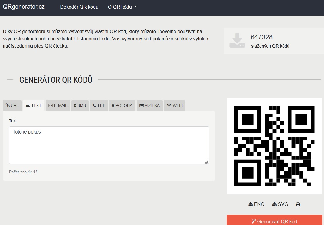 QR generátor