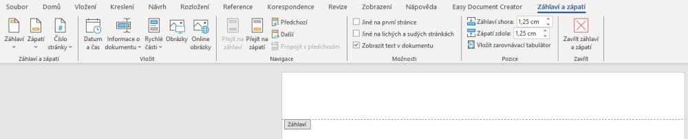 Nabídka záhlaví
