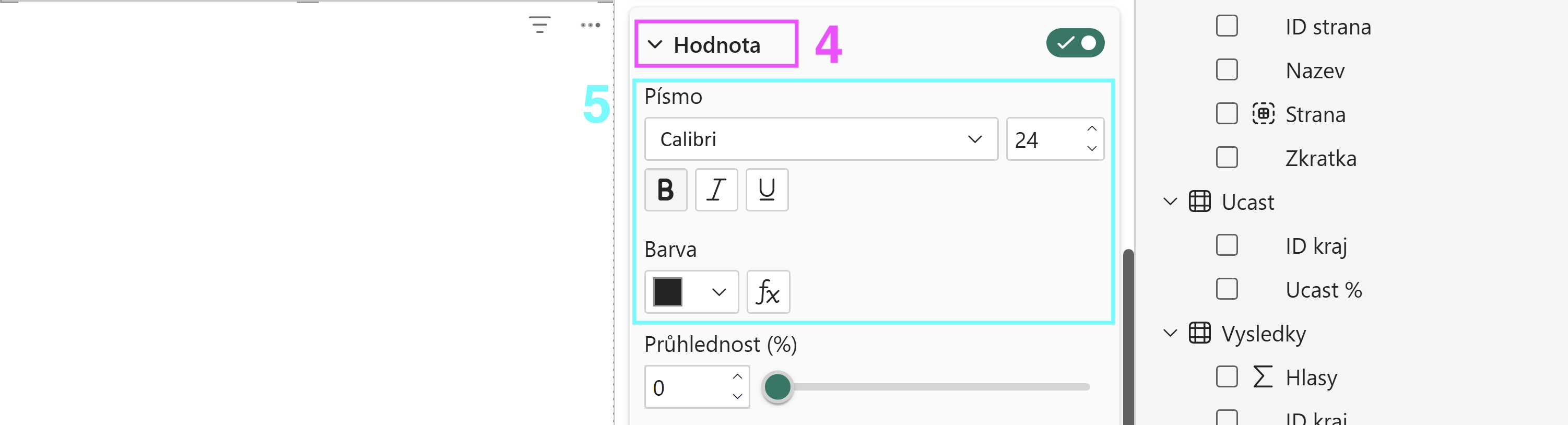 Upravení stylu hodnot