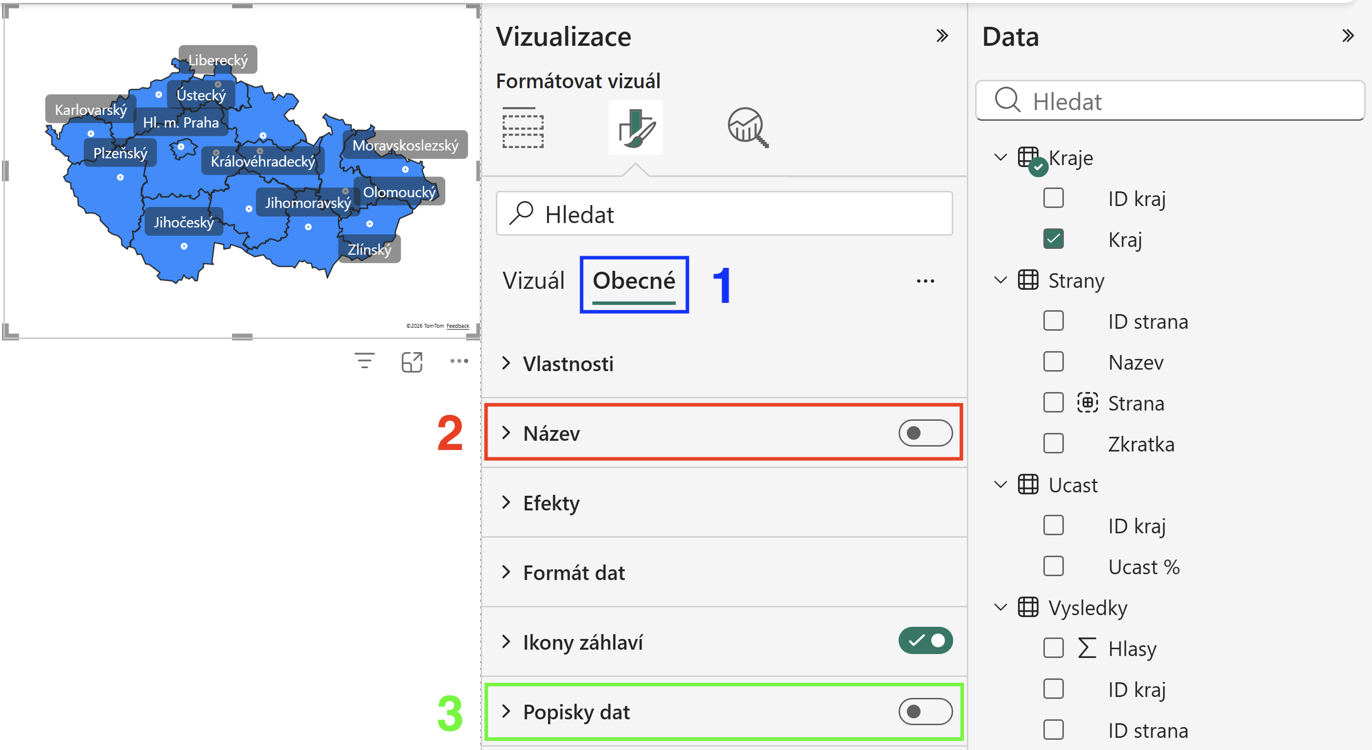 Vypnutí názvu a popisků dat